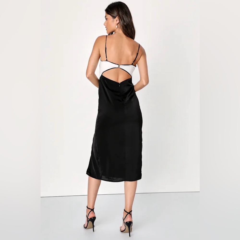 Lulus
Perfect Pairing Black Colorblock Satin Cutout Midi Dress - Picture 3 of 4